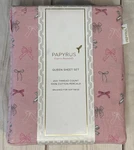 Papyrus Queen Sheet Set 100% Cotton Percale Pink White Vogue Bows Design New. Fixed Price $42.49.
