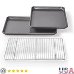 Non-stick Baking Sheet Set W/ Cooling Rack Even Heat Distribution Easy Release. Fixed Price $42.45.