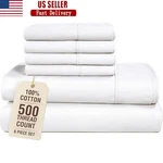 500 Thread Count Cotton Queen Sheets Set Ultra Soft Sateen Breathable Bed Linens. Fixed Price $68.38.