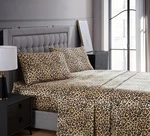 New Beatrice Home Fashions 100% Luxury Satin Polyester Sheet Set, King, Leopard. Fixed Price $31.98.