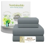 Pcs 100% Cotton King Size Sheets Set, Gray, 400 Thread Count, Percale Weave.... Fixed Price $91.25.