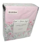 Laura Ashley Aveline Pink Floral Queen Sheet Set 4P New Cotton Percale. Fixed Price $95.99.