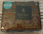 Vintage Ralph Lauren Village Mews Terrace Border Green Fitted Sheet - Queen Nwt. Fixed Price $349.99.