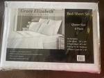 Grace Elizabeth Queen Sheet Set White 4 Piece 1 Flat, Fitted & 2 Cases New. Fixed Price $18.00.