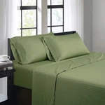 Bibb Home 1500 Count Damask Stripe 4 Piece Sheet Queen Set - Sage. Fixed Price $50.78.