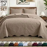 Luxury Bedspread Set 3 Piece Quilted Coverlet Throw Queen King Size Bedding. Fixed Price $24.20.