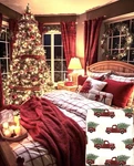 Modern Home Microfiber Set King Red Truck Winter Christmas Luxury. Fixed Price $40.04.