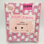 Betsey Johnson Halloween Hey Boo Ghosts Bows Hearts 6 Piece Pink Queen Sheet Set. Fixed Price $49.99.