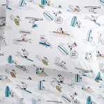 Pottery Barn Kids Peanuts Snoopy Surf Organic Cotton Sheet Set Twin. Fixed Price $64.99.