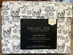 Rachel Zoe Skull Damask Floral King Sheet Set 4PC Black White Halloween. Fixed Price $99.95.
