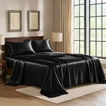 Pure Bedding Satin Sheets Queen 4-PIECE, Black Hotel Luxury Silky. Fixed Price $20.89.