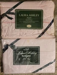 Vtg 90S Laura Ashley Pink Ticking Stripe Twin Bed Sheet Set Ruffle Top Nos. Fixed Price $78.01.
