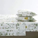 Wake In Cloud - Size Bed Sheets, 100% Queen, Botanical Yellow Green. Fixed Price $53.56.