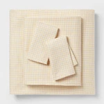 Queen Cotton Blend Sateen Sheet Set Yellow Micro Grid - Room Essentials. Fixed Price $13.59.