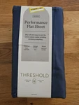 New Threshold Queen Performance Flat Sheet Metallic Blue Cotton 400 Thread Ct. Fixed Price $7.50.