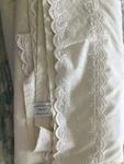 Vintage Westpoint Pepperell Cream Eyelet Hem King Sheets 1 Pillow Case. Fixed Price $125.00.