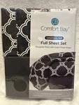 Comfort Bay Full Size Sheet Set Designer Print With Solid Flat Navy Blue. Fixed Price $15.00.