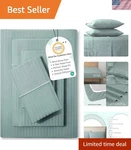 Elegant Damask King Bed Sheet Set - 500 Ultra Soft Cotton With Embroidery. Fixed Price $199.98.