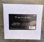 Tahari Home Gray Neutral Botanical Leaves 100% Cotton King Sheet Set 4PC. Fixed Price $74.00.