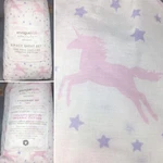 3PC Envogue Unicorn Organic Cotton Twin Sheet Set Pink Purple Lavender Star New. Fixed Price $59.99.