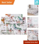 Breathable Green Floral Queen Bed Sheet Set Non-slip Corner Straps Included. Fixed Price $49.39.