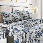 Tribeca Living California King Bed Sheet Set, Soft Cotton Sateen Printed Shee.... Fixed Price $76.77.