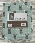 True North Cozy Flannel Frenchie Print 100% Cotton Sheet Set Twin Xl Aqua. Fixed Price $36.00.