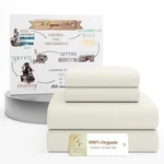 Supreme Elegance Organic 100% Cotton Queen Sheet Set, 18 Deep Pocket, Light Ivo. Fixed Price $63.74.