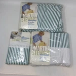 Vtg Martha Stewart Everyday Green Leaf Stripe 4 Piece King Sheet Set Nos 1997. Fixed Price $59.95.