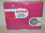 Sam Salem & Son Clrful 4PC Pink Queen Cotton Bed Sheet Set New. Fixed Price $32.99.