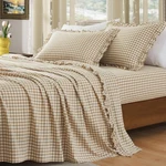 Kkjiaf 3 Pieces Plaid Ruffle Twin Bed Sheets, Cotton Gingham Set Line. Fixed Price $86.76.