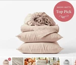 Coyuchi Organic Relaxed Linen Sheet Set - Natural Chambray / Full. Fixed Price $400.00.