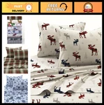 King Size Flannel Sheet Set 100% Cotton, Deep Pocket, 24-INCH, Plaid Moose Pri. Fixed Price $116.99.