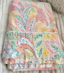 Ralph Lauren Jamaica Paisley Coral Queen Flat Sheet Euc. Fixed Price $125.00.