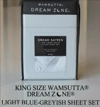 Rare Wamsutta Dream Zone Sateen King Bed Sheet Set Light Blue-grey 100%COTTON Bn. Fixed Price $275.00.