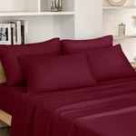 Homeideas Full Size Bed Sheets Set - 6 Piece, Burgundy Ultra Soft Microfiber. Fixed Price $38.98.