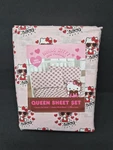 Hello Kitty Sanrio Queen Size Sheet Set 100% Cotton, Pink With Red Hearts. Fixed Price $39.98.