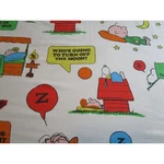 Snoopy Peanuts Sleeping Twin Flat Top Sheet Cutter Fabric Damage Vintage Utica. Fixed Price $40.00.