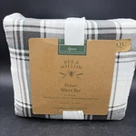 New Queen Bee & Willow Flannel Cotton Plaid Charcoal Sheet Set. Fixed Price $25.00.