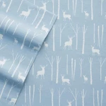 New Eddie Bauer Full Size Birch Forest Cotton Flannel Sheet Set Light Blue/ivory. Fixed Price $63.00.