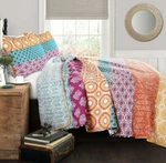 Lush Cor Bohemian Striped Quilt Reversible 3 Pc Bedding Full/queen Turquoise. Fixed Price $88.99.