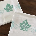 Vtg Hand Embroidered Linen Pillowcase Pair Leaf Motif Cross Stitch 21X32 Queen. Fixed Price $23.74.