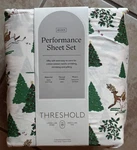 Threshold Performance Queen Sheets Set Holiday Winter Scene Deer 400 Thread Ct. Fixed Price $35.00.