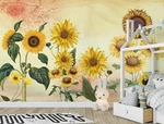 3D Retro Sunflower K8468 Wallpaper Mural Self-adhesive Removable Sticker Kay. Fixed Price $64.13.