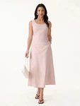 Ogl Wrinkle-resistant Linen Blend U-neck Maxi Dress With Pockets. Fixed Price $49.99.