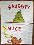 Lot Of 2 Pottery Barn Teen Dr Seuss The Grinch 'naughty & Nice' Pillowcases. Fixed Price $28.99.
