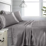 Niagara Full Grey Bed Sheet Set 4 Pieces Silky Smooth Bridal Satin Deep Pocke.... Fixed Price $62.20.