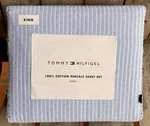 Tommy Hilfiger Size Sheet Set Highland Ticking Stripe Crisp Percale Cotton. Fixed Price $78.00.