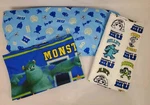 Disney Monsters University Crib Toddler Bed Sheets Fitted Flat Pillowcase Blue. Fixed Price $44.99.