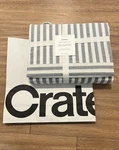 Crate&barrel Oxford Shirting Light Indigo Blu Organic Cotton Queen Bed Sheet Set. Fixed Price $125.00.